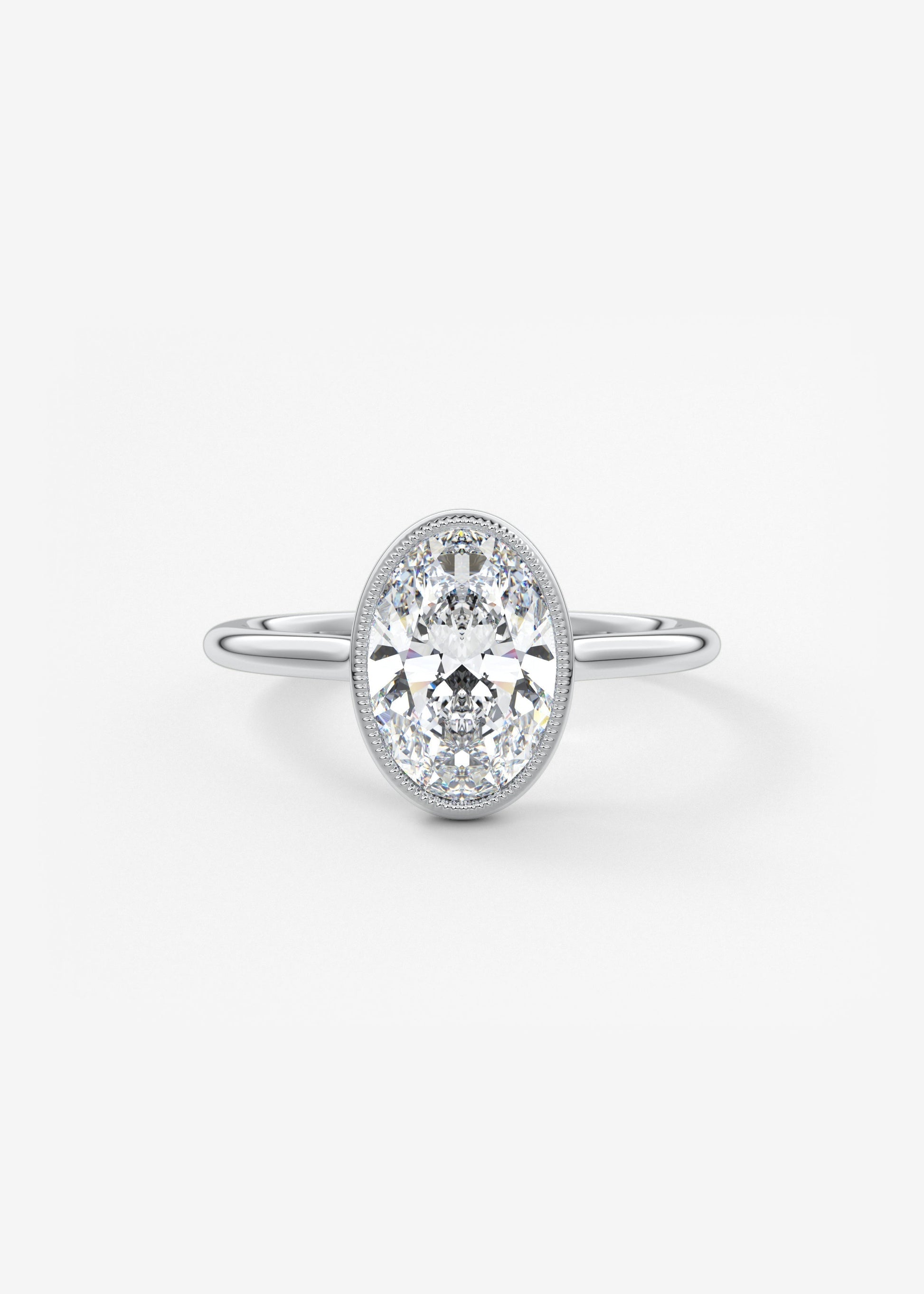 Oval Milgrain Bezel Lab Grown Diamond Engagement Ring
