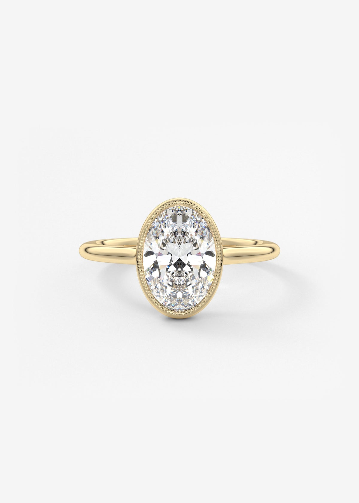 Oval Milgrain Bezel Lab Grown Diamond Engagement Ring