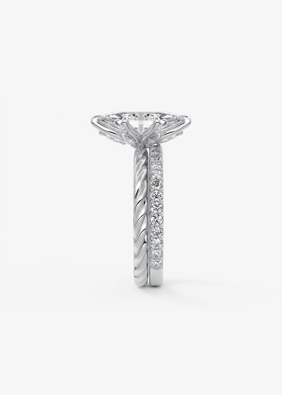 Marquise Twisted Multi Stones Lab Grown Diamond Engagement Ring
