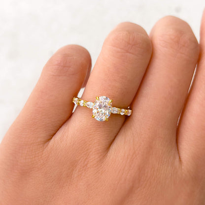 1.5 CT Oval Pave Lab Grown Diamond Engagement Ring