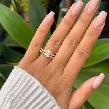 1.5 CT Oval Pave Lab Grown Diamond Engagement Ring