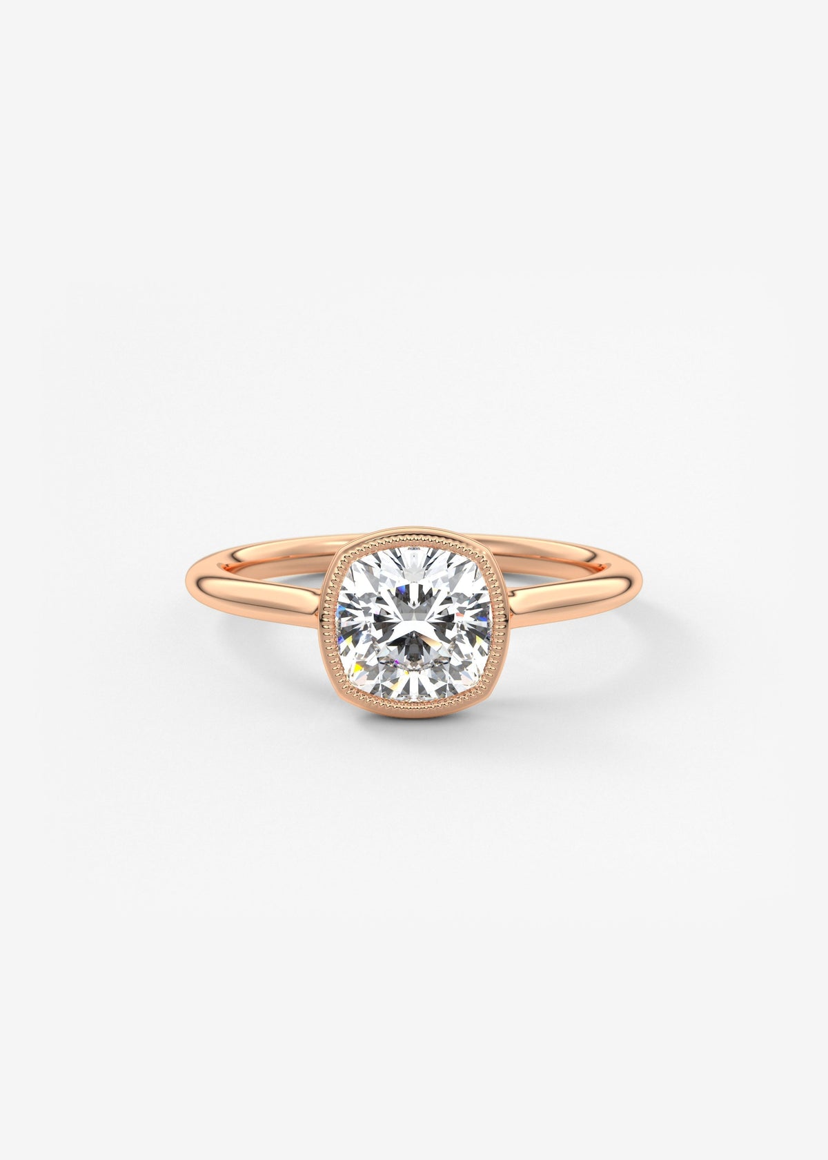 Cushion Milgrain Bezel Lab Grown Diamond Engagement Ring