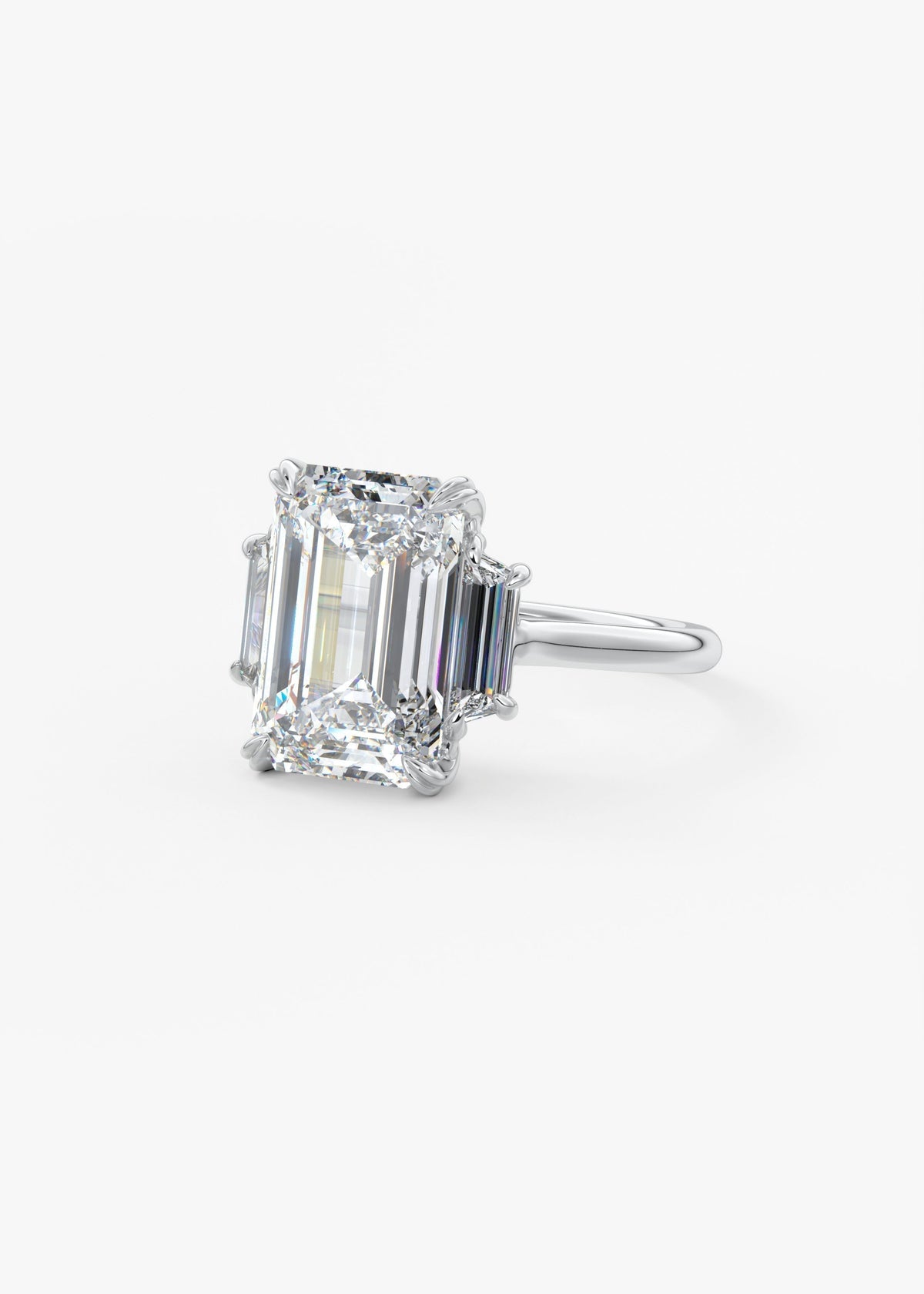 Emerald Three Stone Lab Grown Diamond Engagement Ring