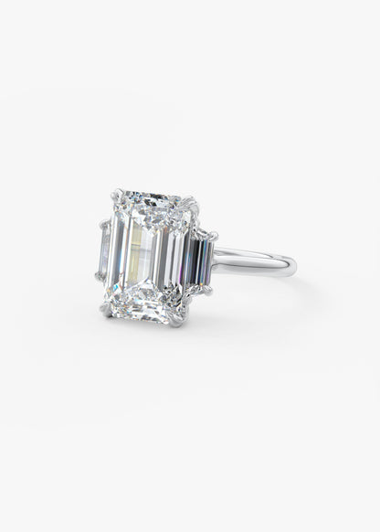 Emerald Three Stone Lab Grown Diamond Engagement Ring