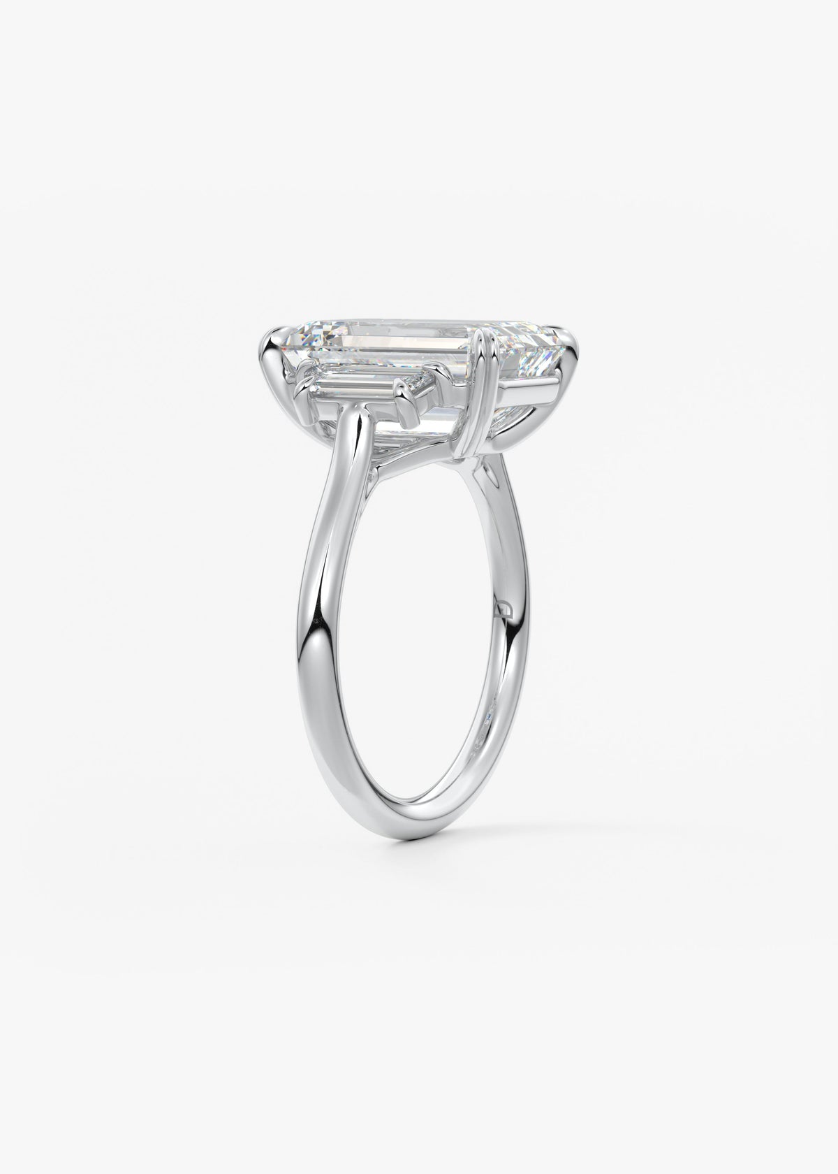 Emerald Three Stone Lab Grown Diamond Engagement Ring