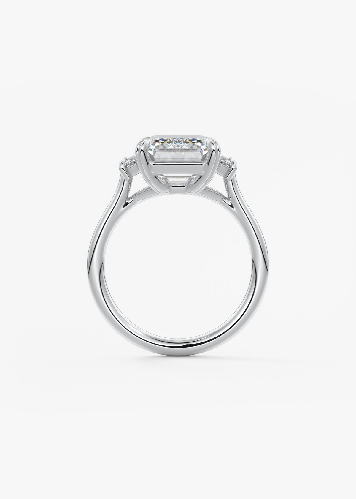 Emerald Three Stone Lab Grown Diamond Engagement Ring