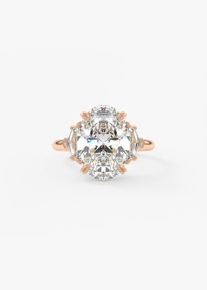 Oval Three Stone Lab Grown Diamond Engagement Ring