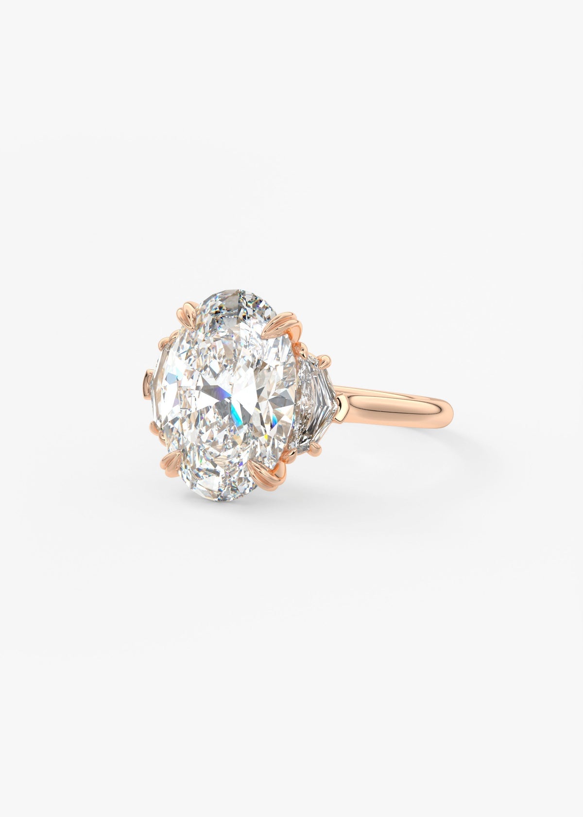 Oval Three Stone Lab Grown Diamond Engagement Ring