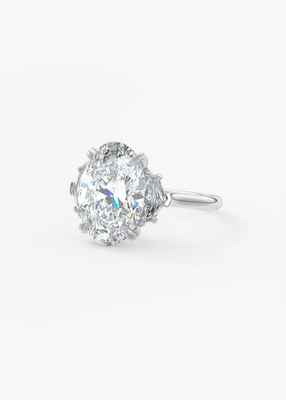 Oval Three Stone Lab Grown Diamond Engagement Ring