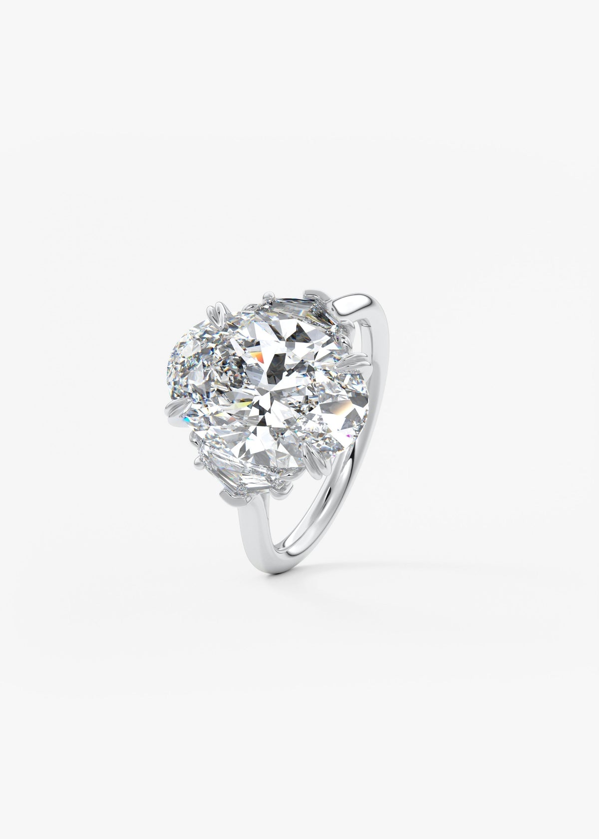 Oval Three Stone Lab Grown Diamond Engagement Ring