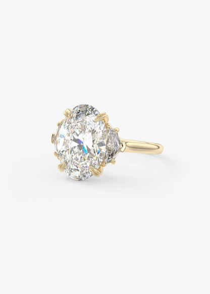 Oval Three Stone Lab Grown Diamond Engagement Ring