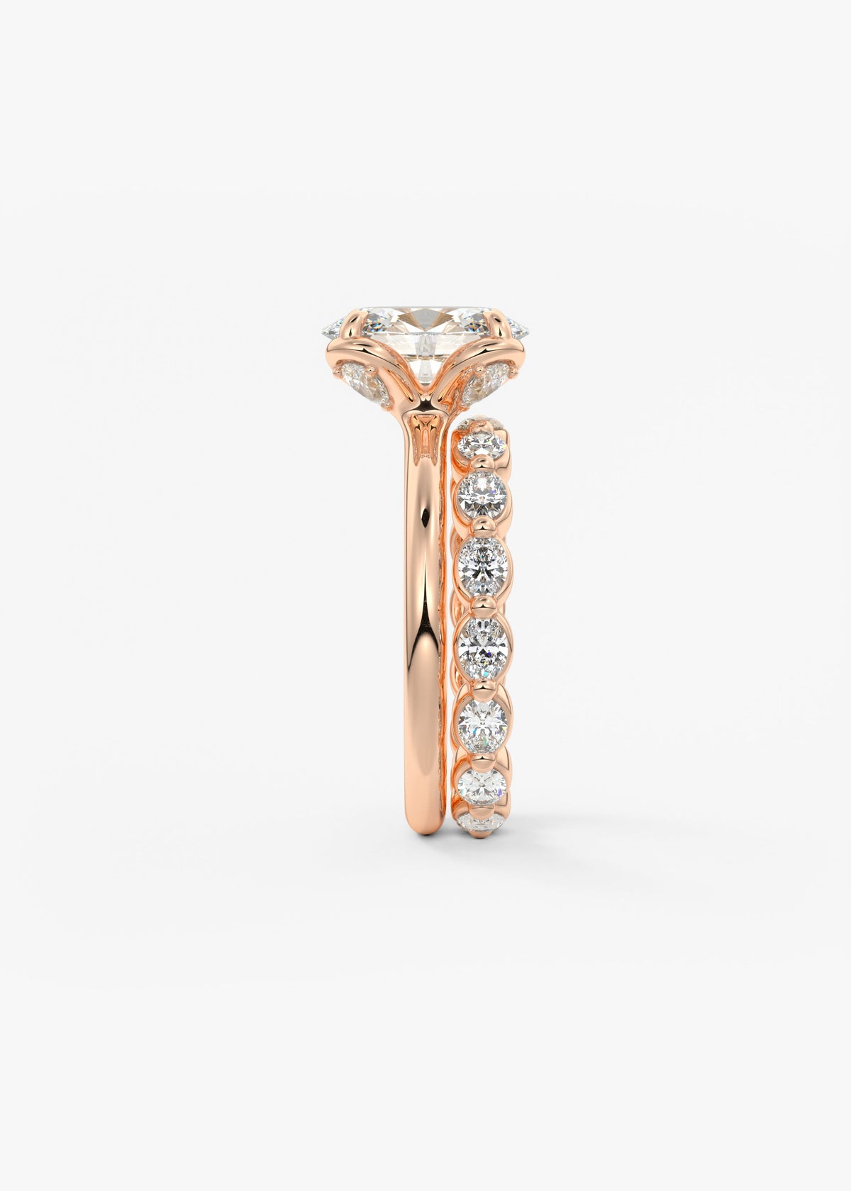 Oval Multi Stones Lab Grown Diamond Engagement Ring