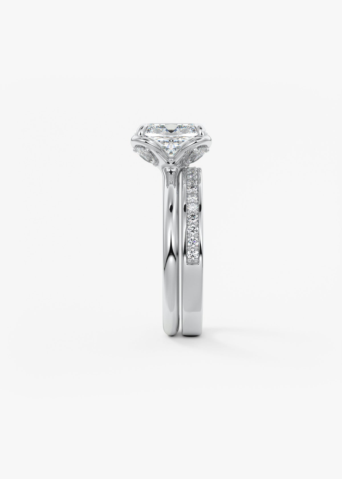 Elongated Cushion Multi Stones Lab Grown Diamond Engagement Ring