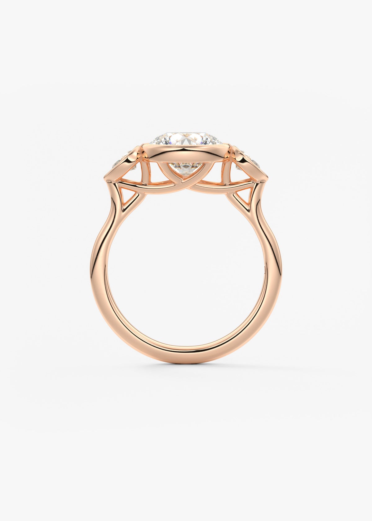 Round Three Stone Lab Grown Diamond Engagement Ring