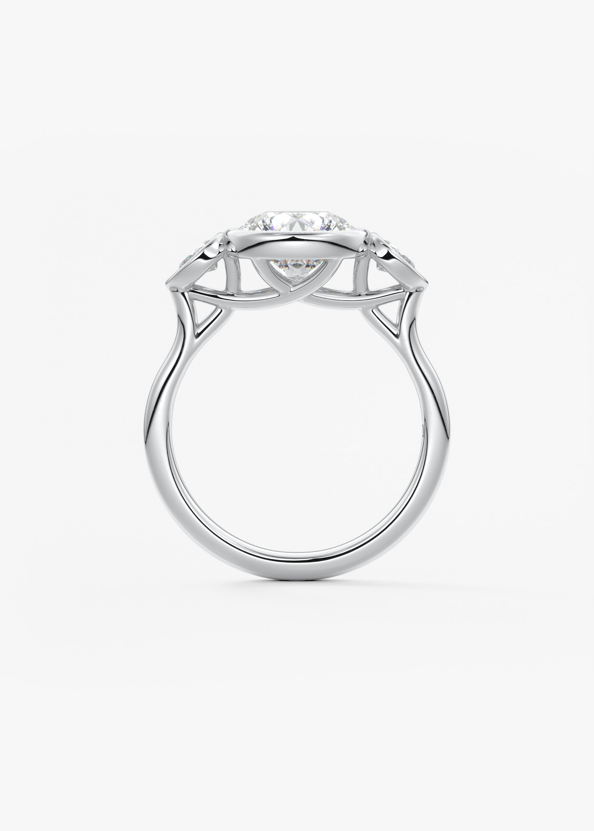 Round Three Stone Lab Grown Diamond Engagement Ring