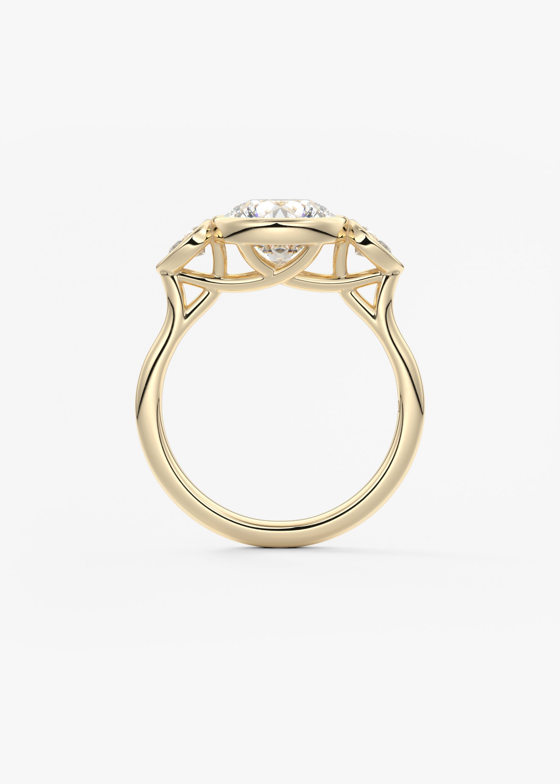Round Three Stone Lab Grown Diamond Engagement Ring