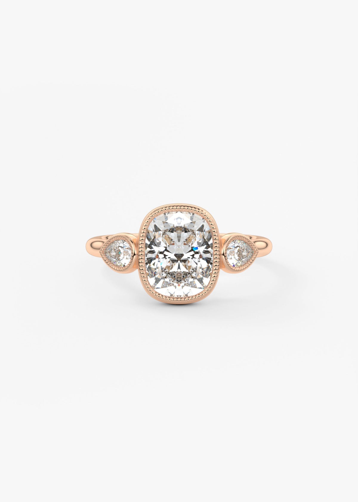 Elongated Cushion Three Stone Lab Grown Diamond Engagement Ring