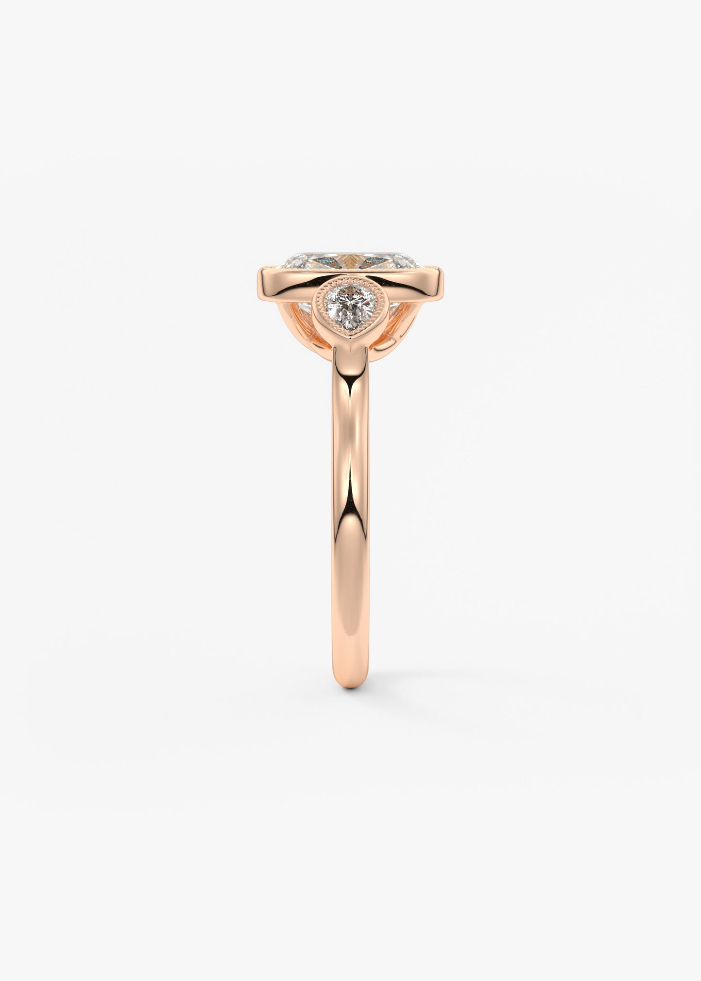 Elongated Cushion Three Stone Lab Grown Diamond Engagement Ring