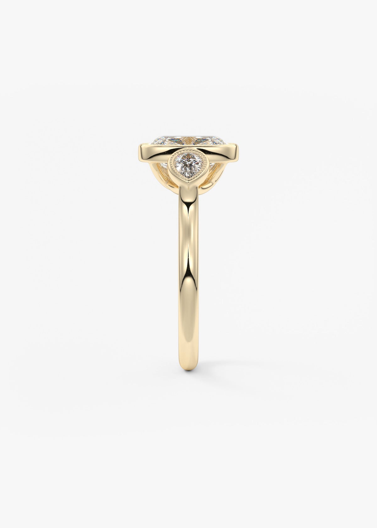 Elongated Cushion Three Stone Lab Grown Diamond Engagement Ring