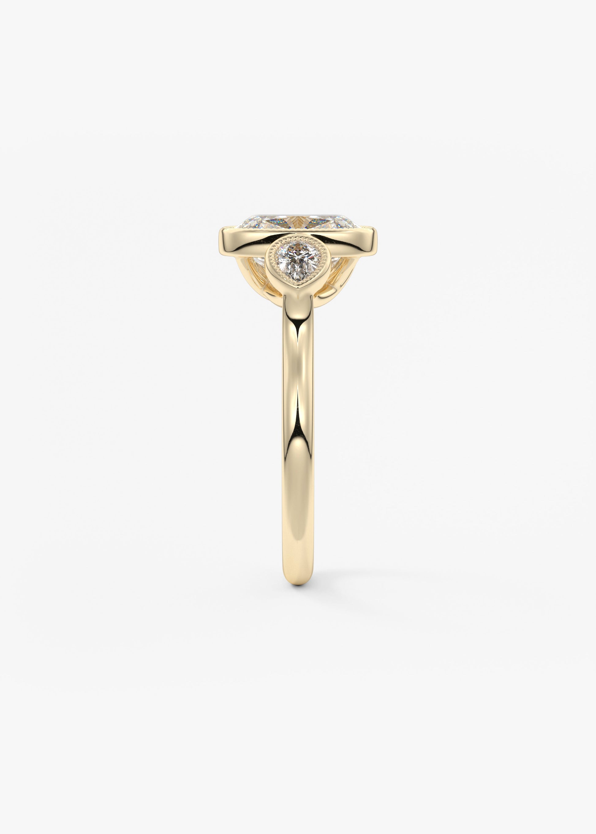 Elongated Cushion Three Stone Lab Grown Diamond Engagement Ring