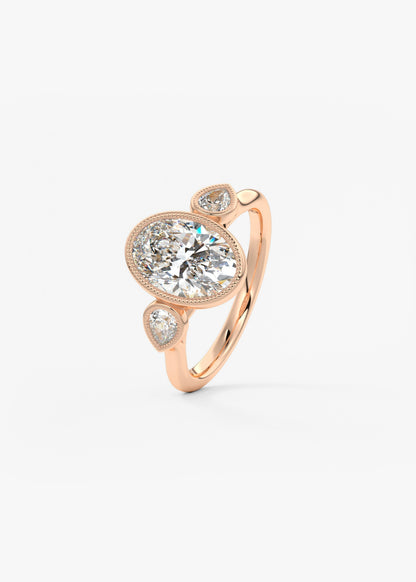 Oval Three Stone Lab Grown Diamond Engagement Ring