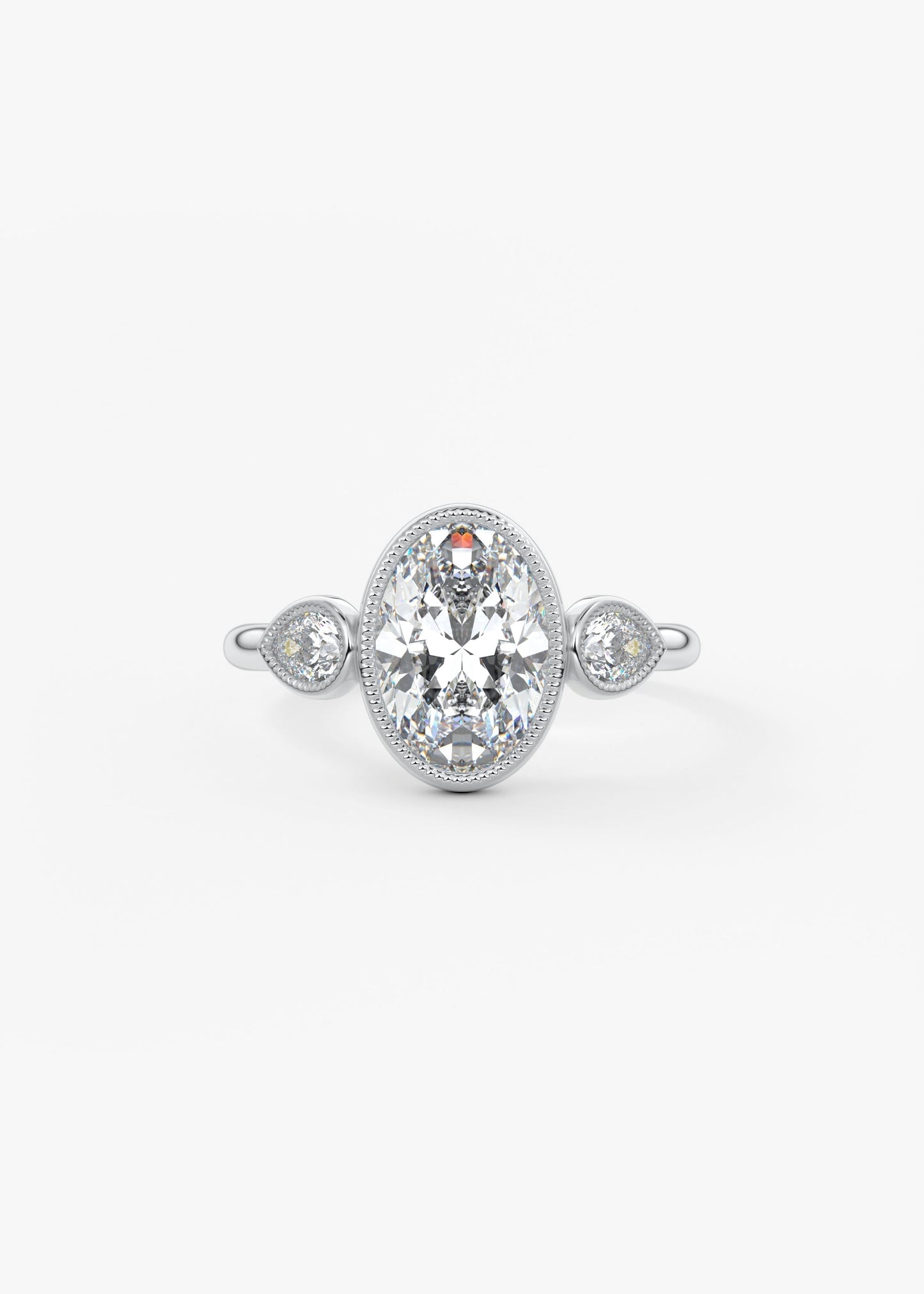 Oval Three Stone Lab Grown Diamond Engagement Ring