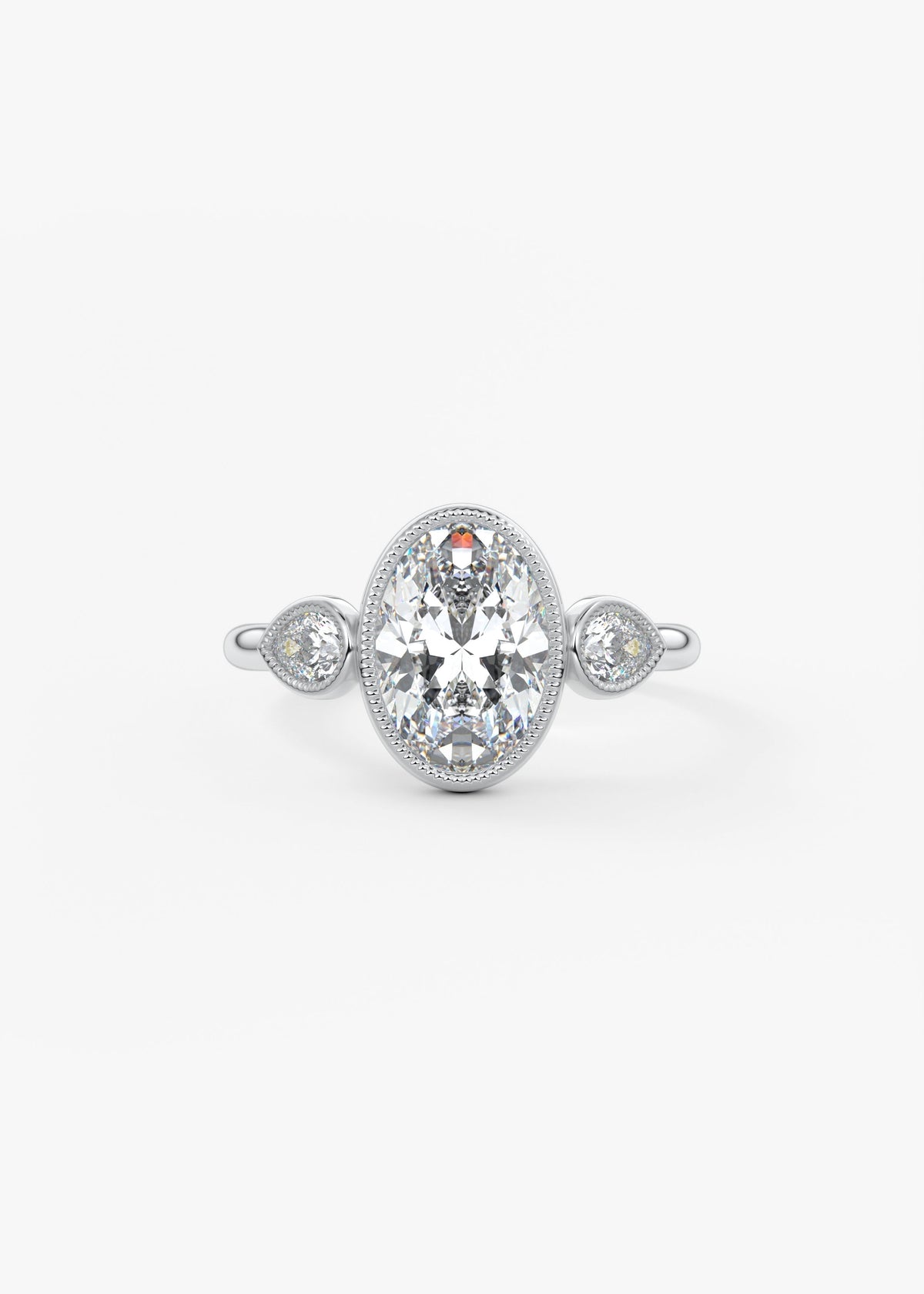 Oval Three Stone Lab Grown Diamond Engagement Ring
