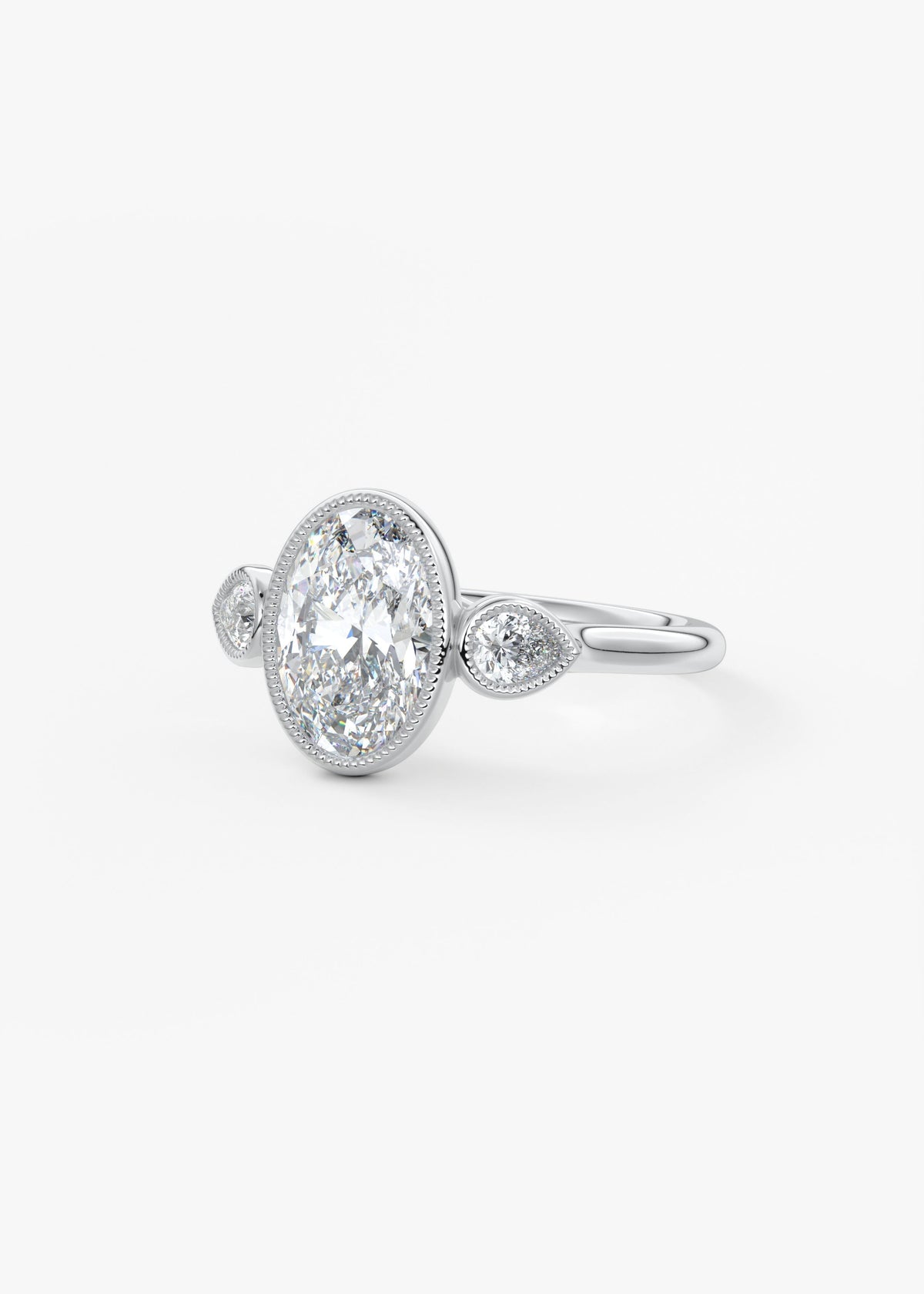 Oval Three Stone Lab Grown Diamond Engagement Ring