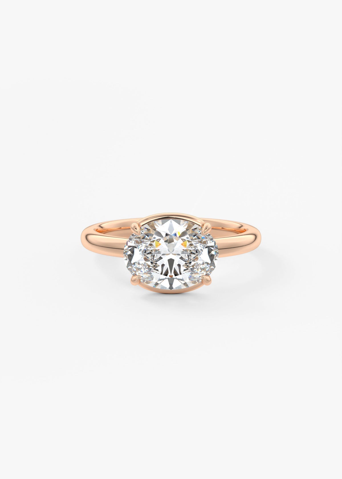 Oval Half Bezel Lab Grown Diamond Engagement Ring