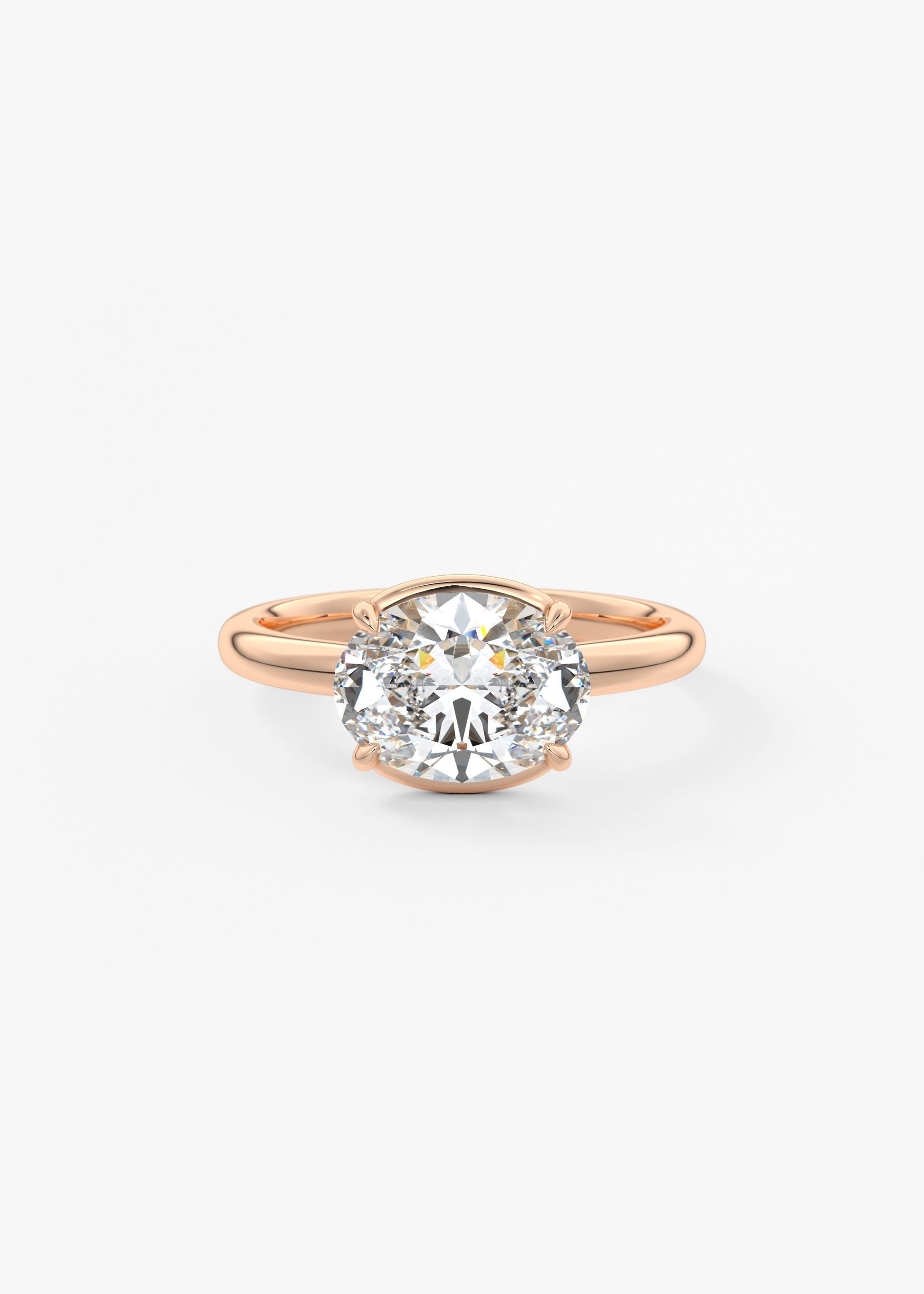 Oval Half Bezel Lab Grown Diamond Engagement Ring
