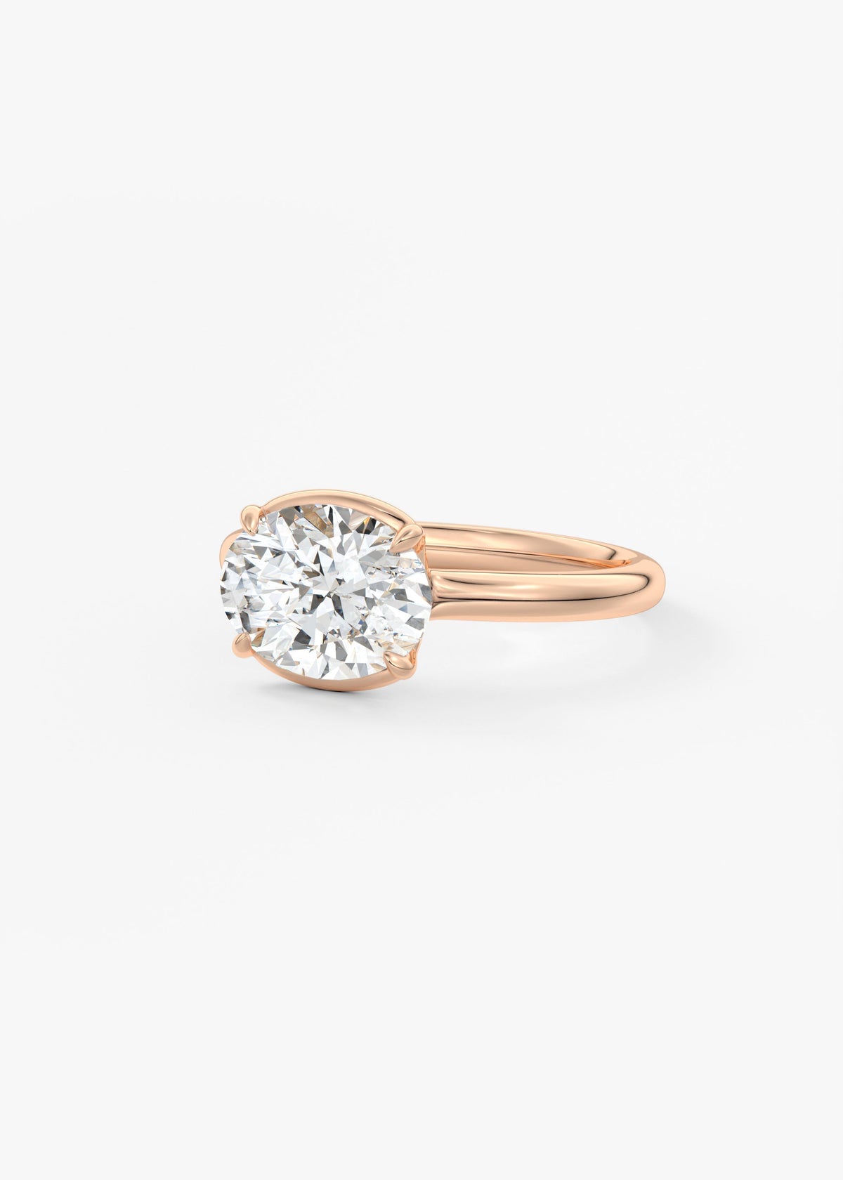 Oval Half Bezel Lab Grown Diamond Engagement Ring