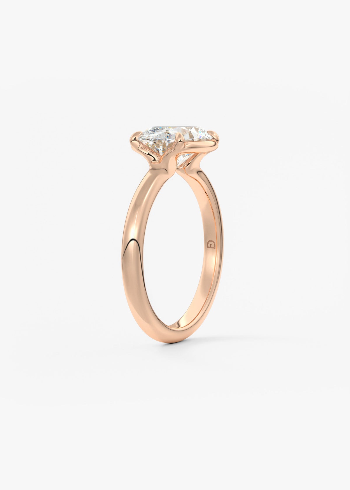 Oval Half Bezel Lab Grown Diamond Engagement Ring