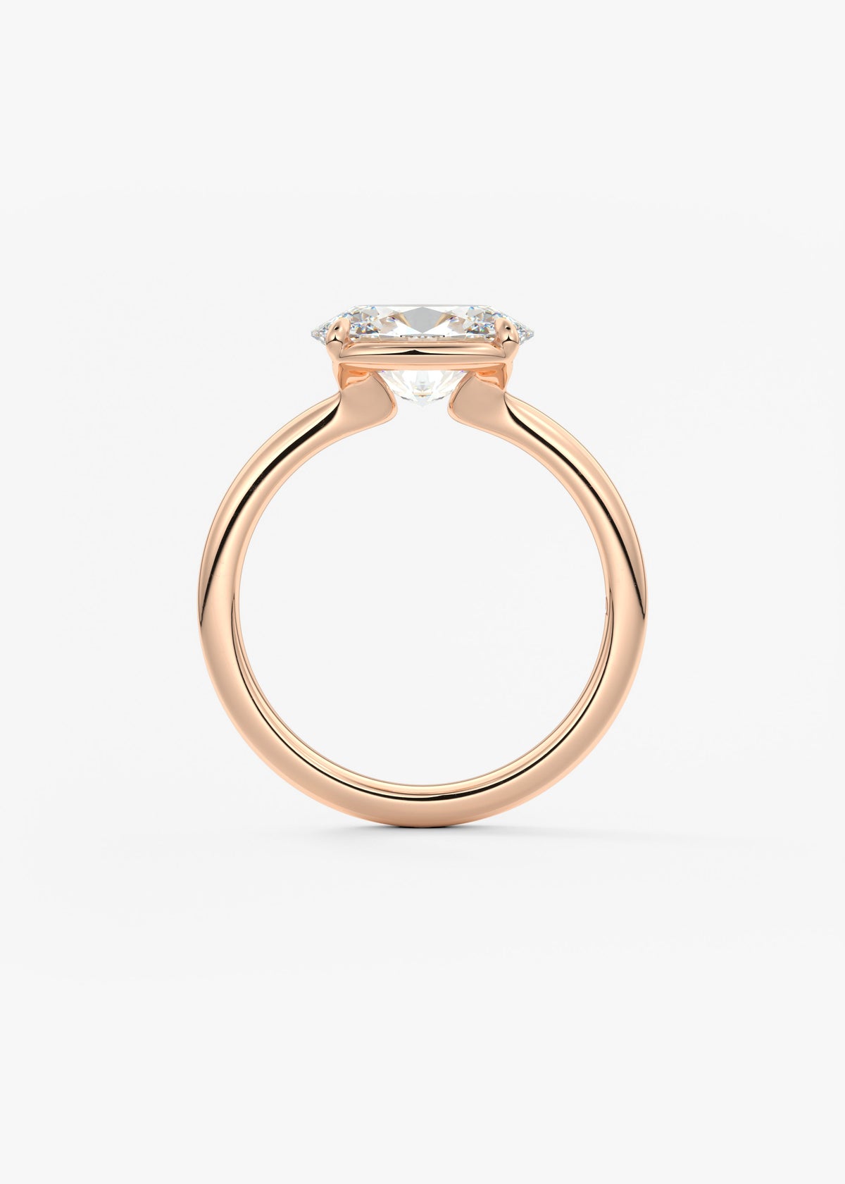 Oval Half Bezel Lab Grown Diamond Engagement Ring