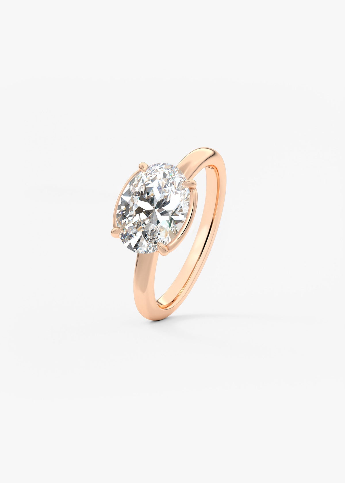 Oval Half Bezel Lab Grown Diamond Engagement Ring