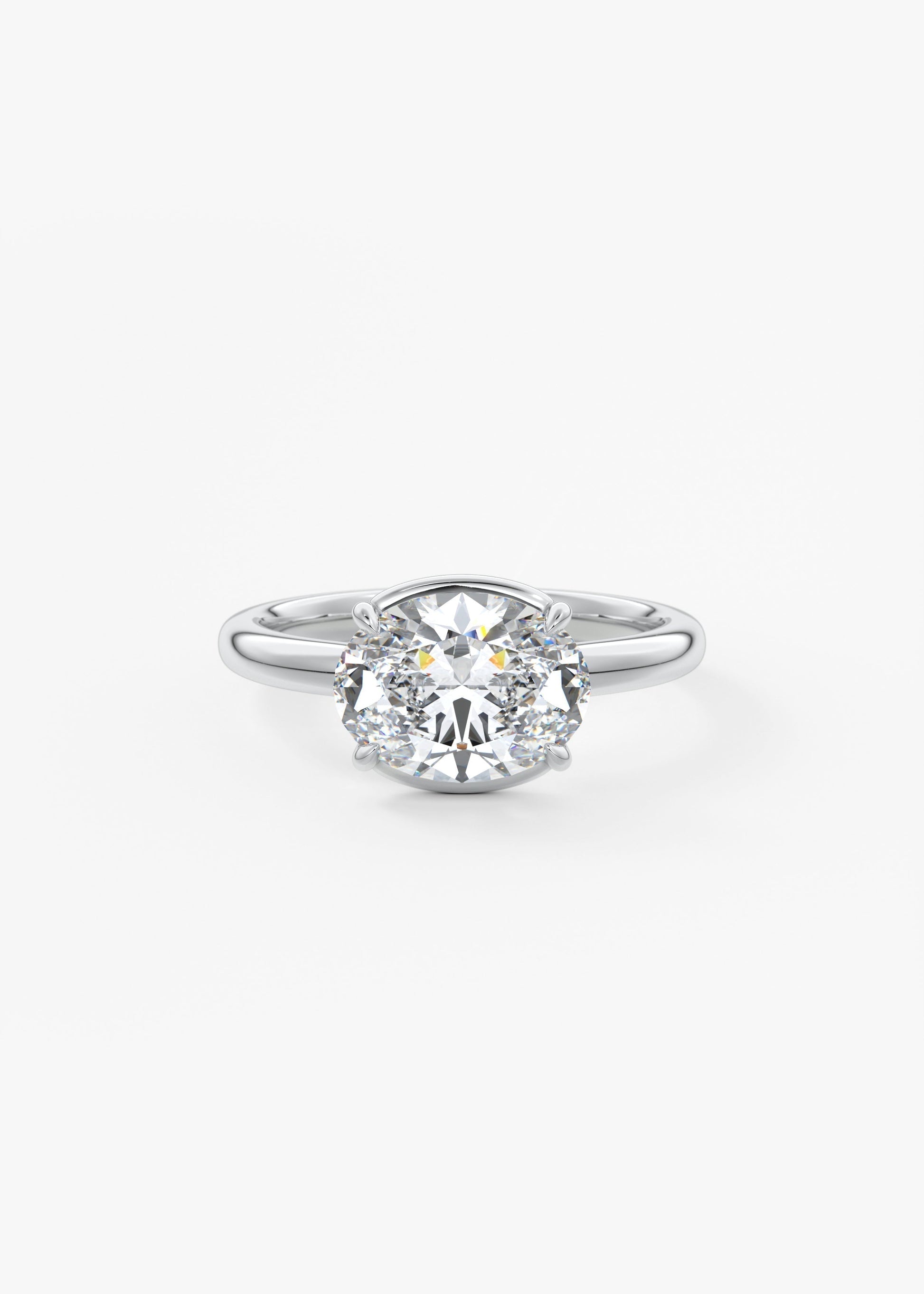 Oval Half Bezel Lab Grown Diamond Engagement Ring
