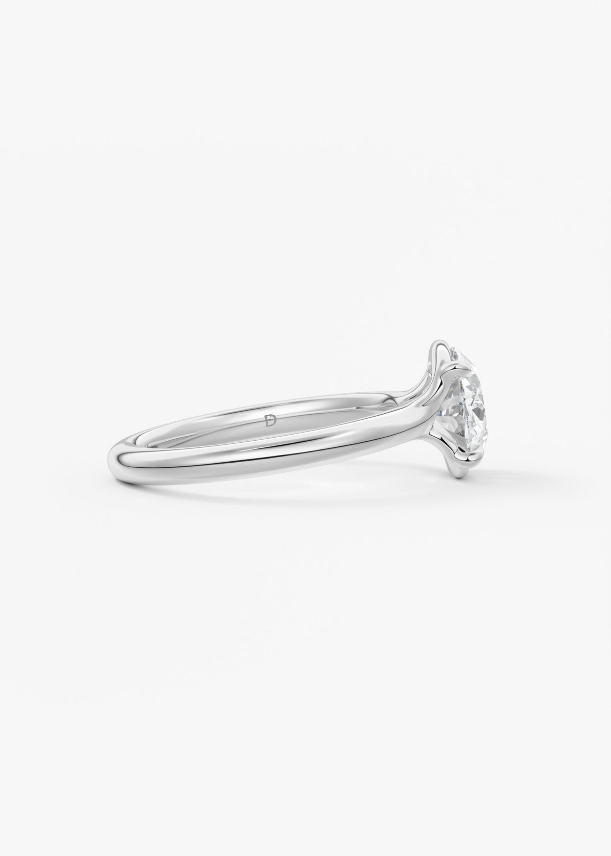 Oval Half Bezel Lab Grown Diamond Engagement Ring