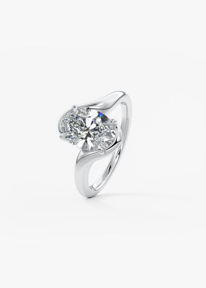 Oval Swirl Lab Grown Diamond Engagement Ring