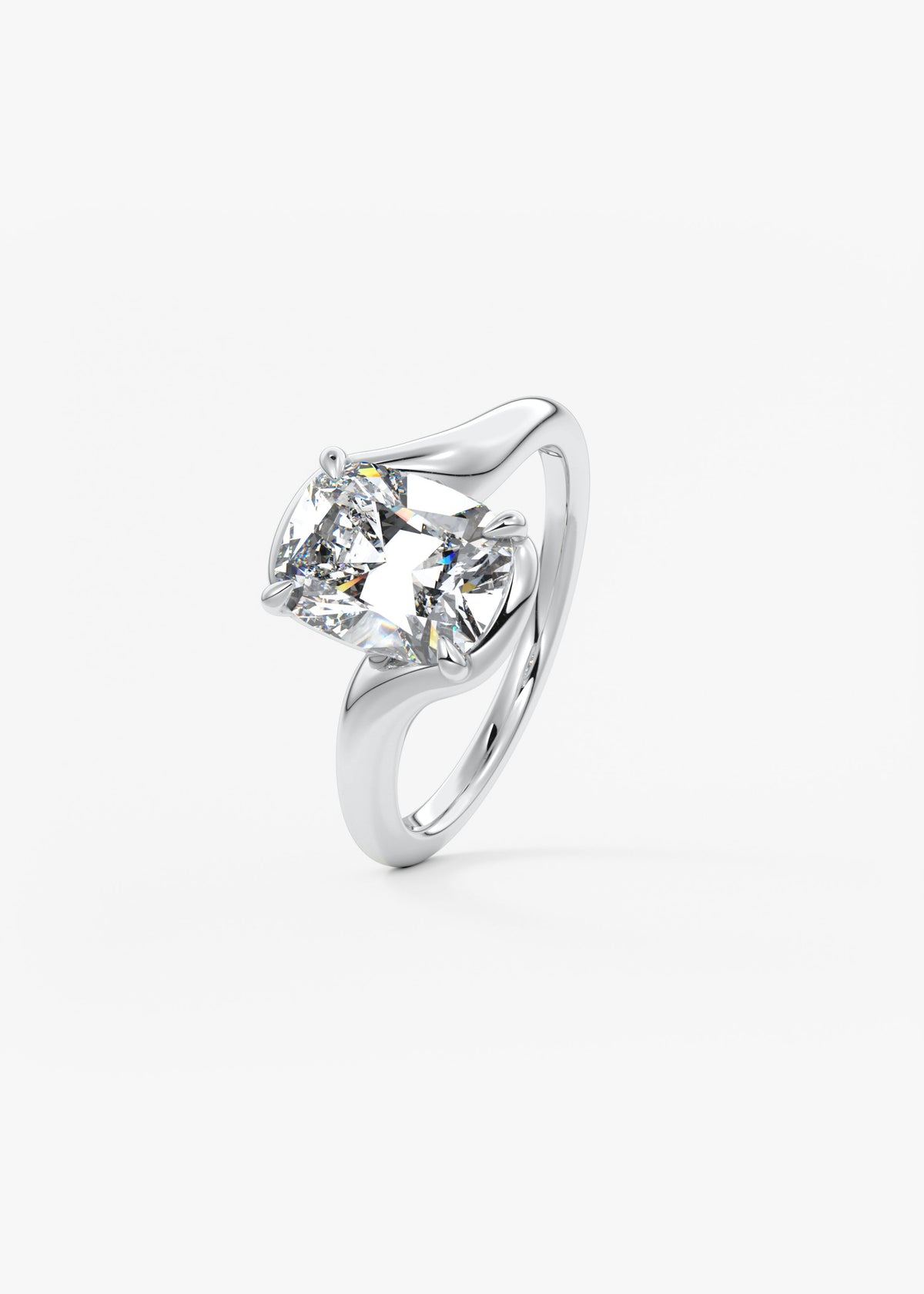 Cushion Swirl Lab Grown Diamond Engagement Ring