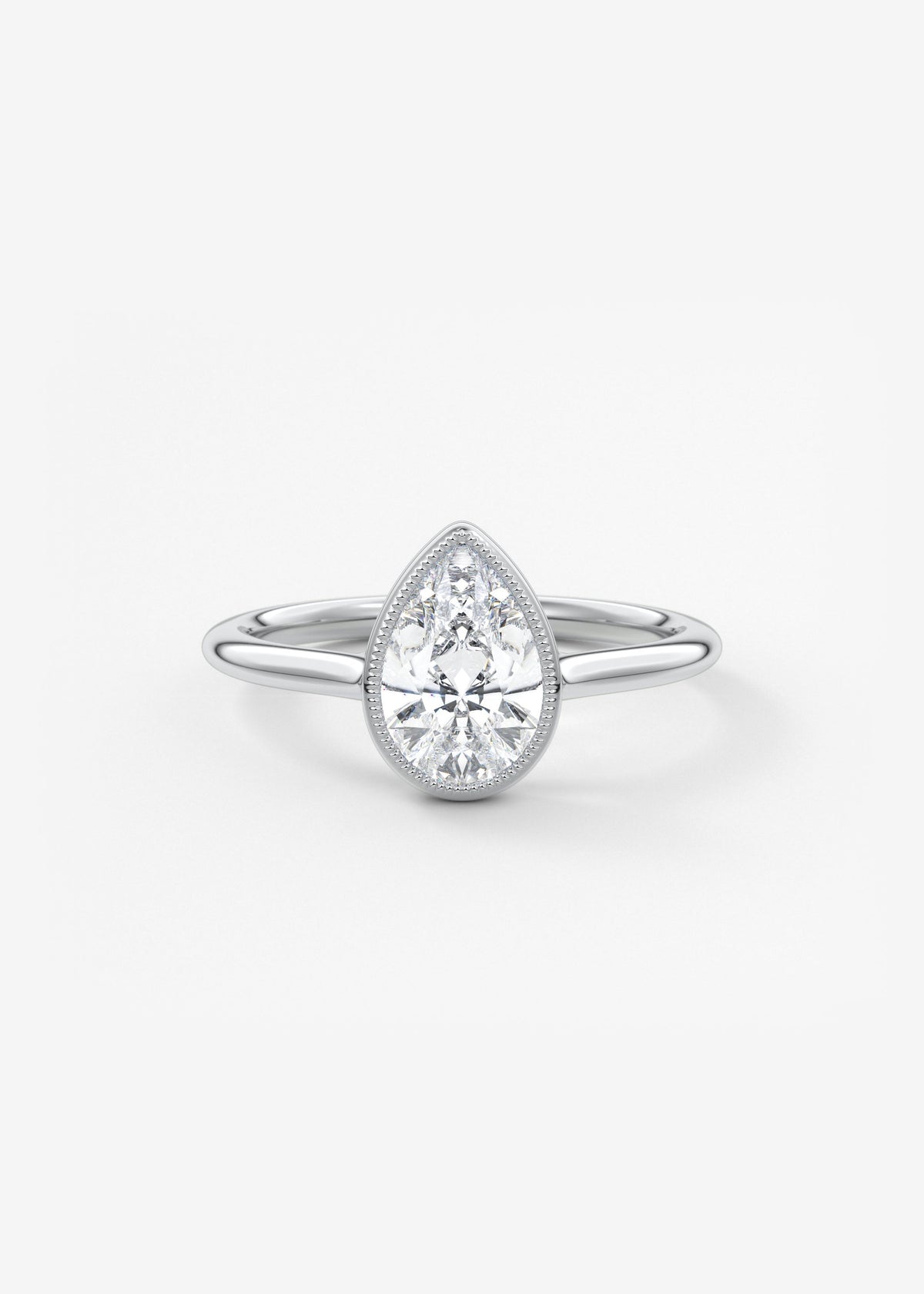 Pear Milgrain Bezel Lab Grown Diamond Engagement Ring