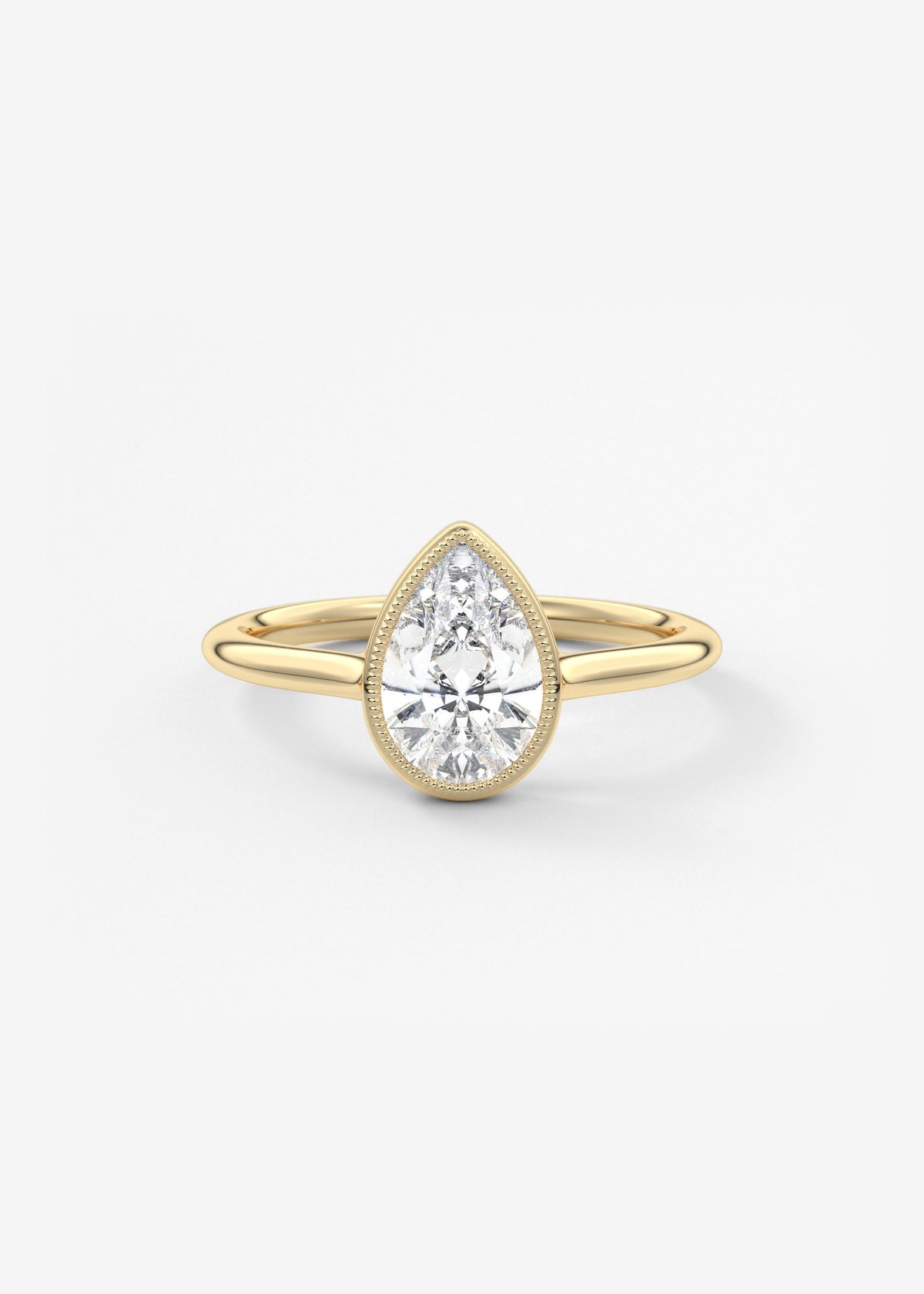 Pear Milgrain Bezel Lab Grown Diamond Engagement Ring