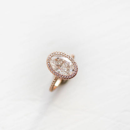4 CT Oval Halo & Pave Lab Grown Diamond Engagement Ring
