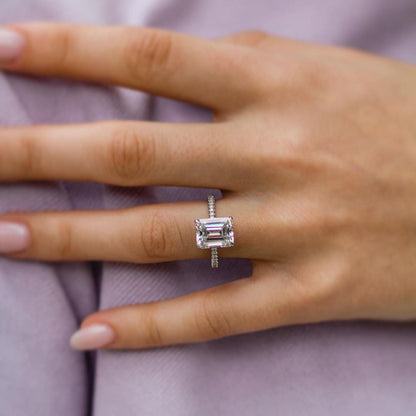 3.25 CT Emerald Pave Lab Grown Diamond Engagement Ring