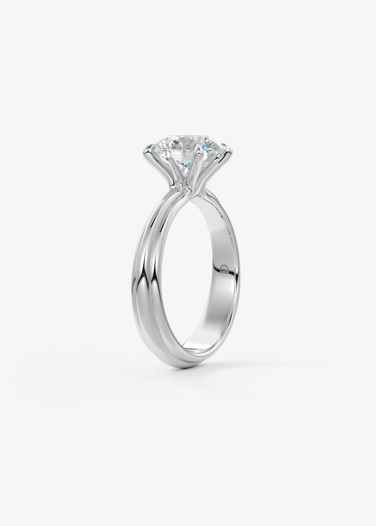 Round Solitaire Triple Shank Lab Grown Diamond Engagement Ring
