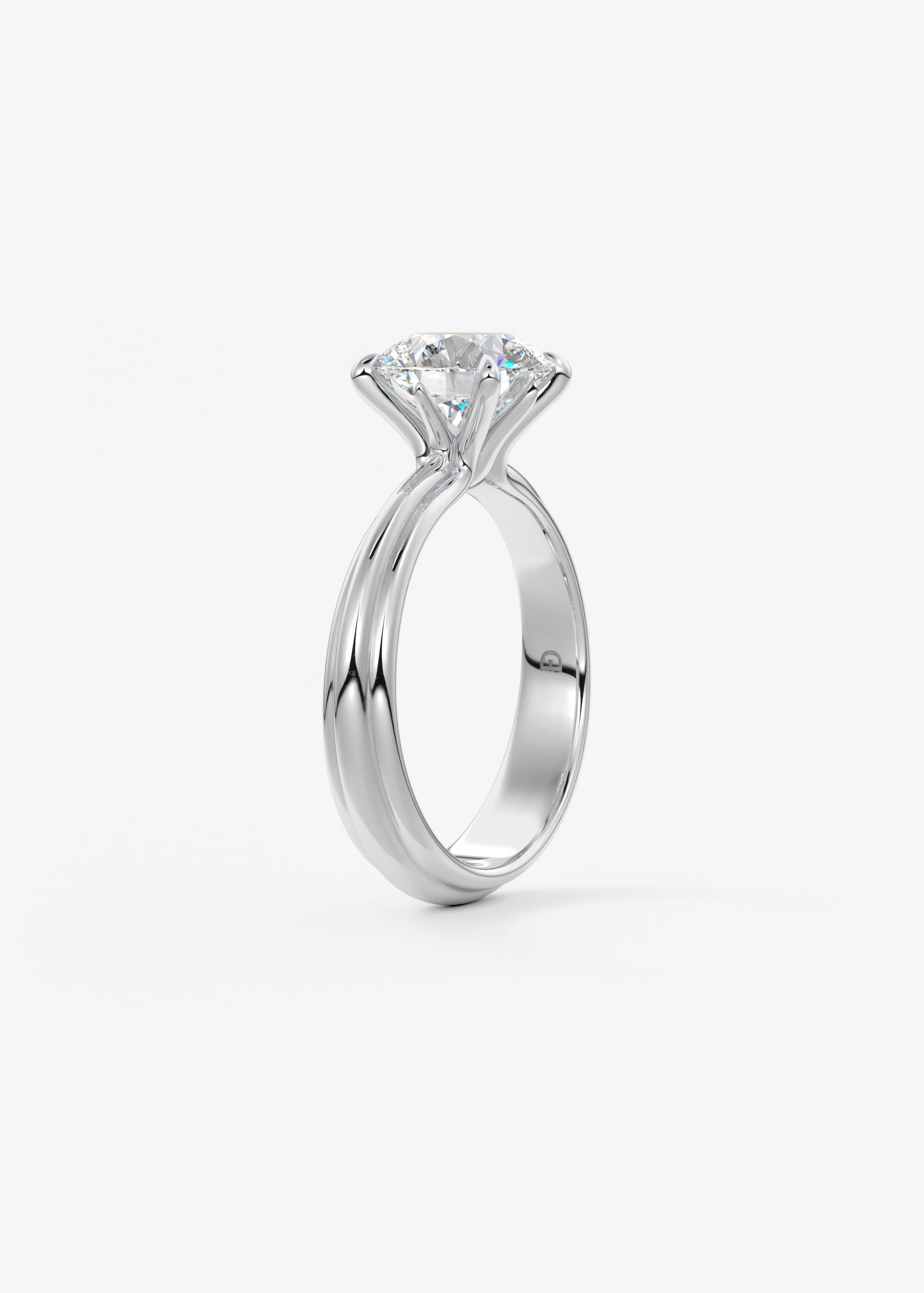 Round Solitaire Triple Shank Lab Grown Diamond Engagement Ring