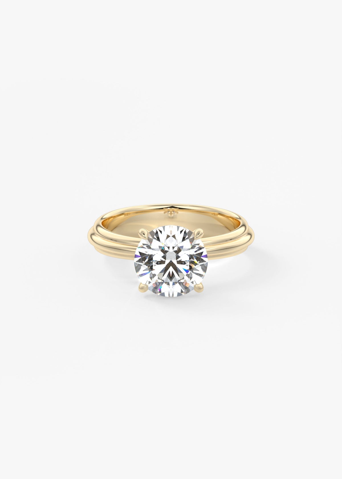 Round Solitaire Triple Shank Lab Grown Diamond Engagement Ring