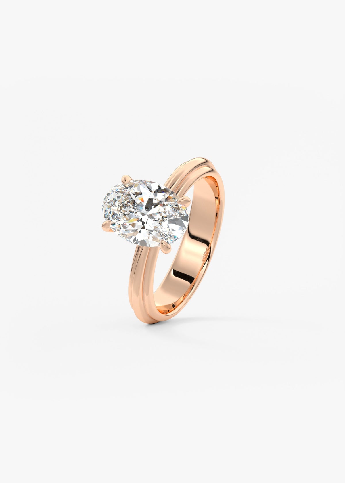 Oval Solitaire Triple Shank Lab Grown Diamond Engagement Ring