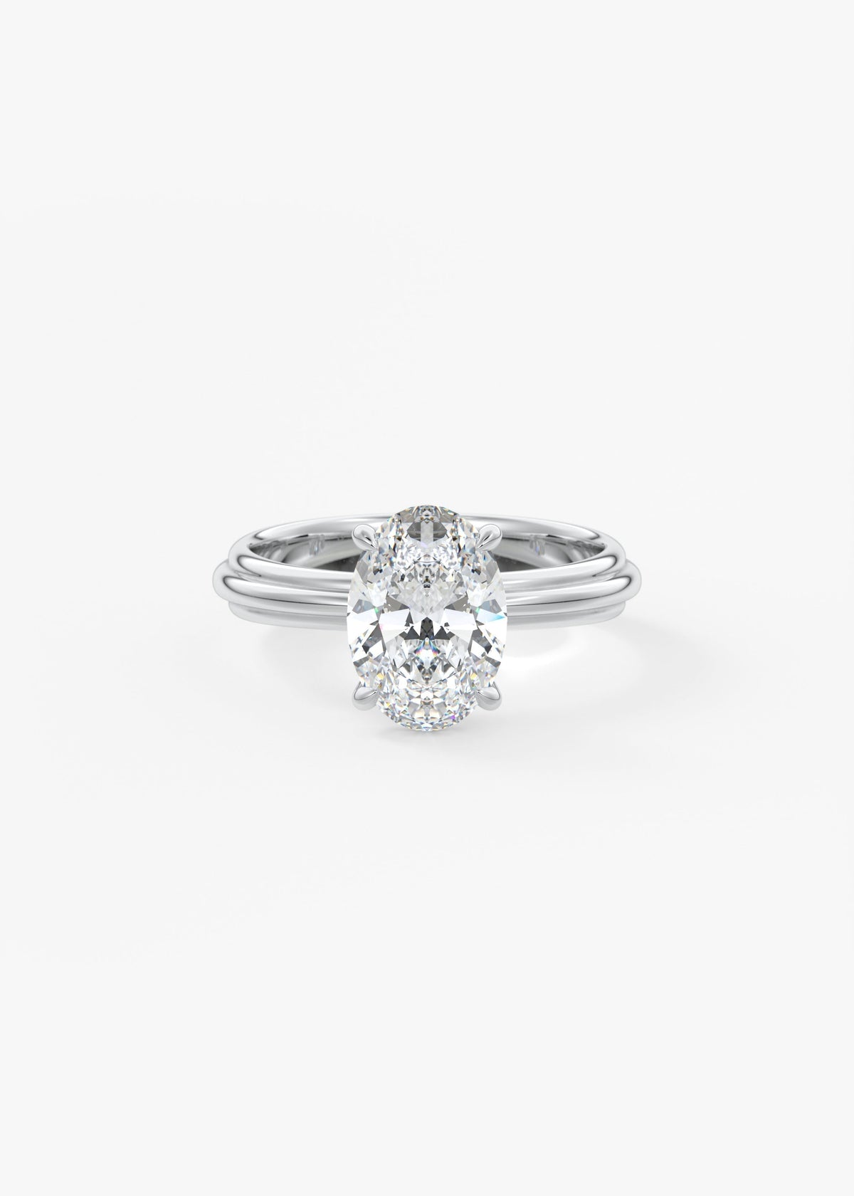 Oval Solitaire Triple Shank Lab Grown Diamond Engagement Ring