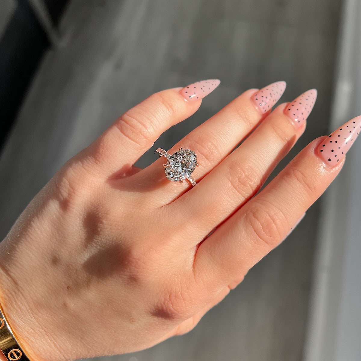 3.50 CT Oval Pave Lab Grown Diamond Engagement Ring