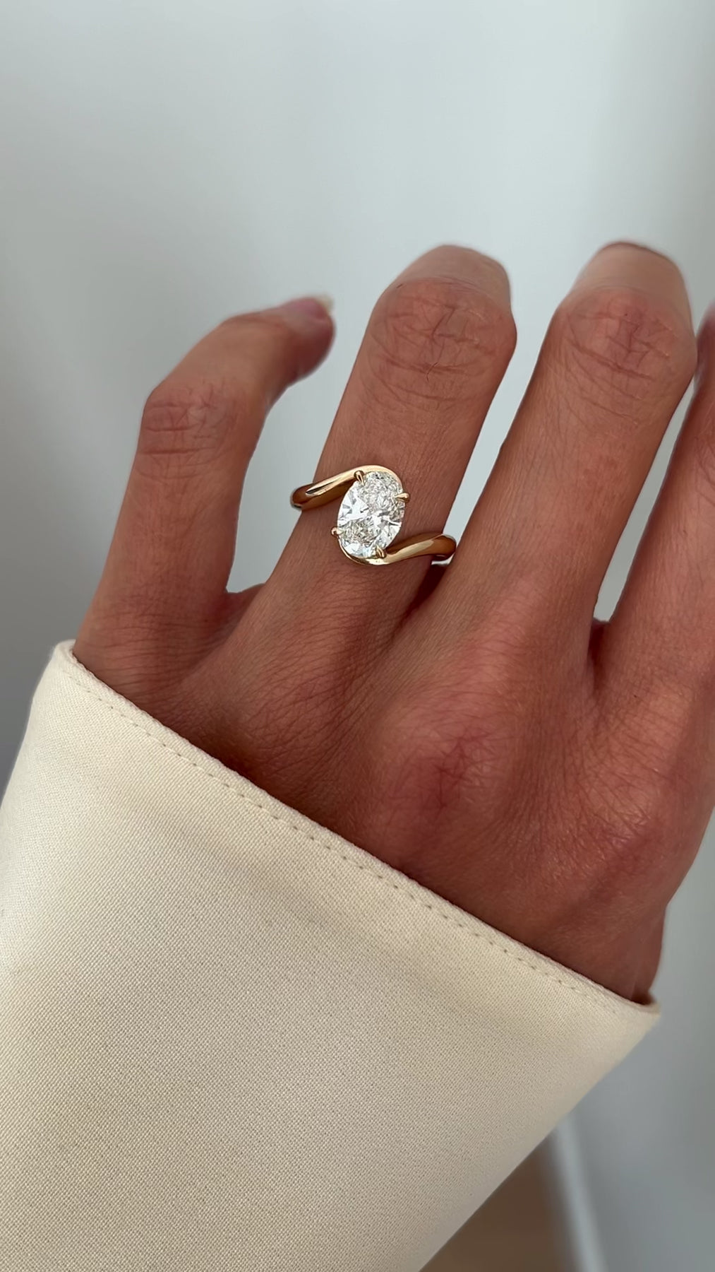 3.0 CT Oval Cut Lab Grown Diamond Bypass Engagement Ring