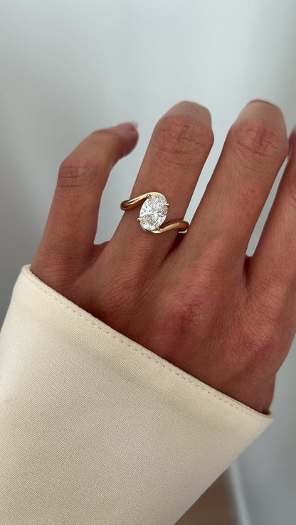 3.0 CT Oval Cut Lab Grown Diamond Bypass Engagement Ring